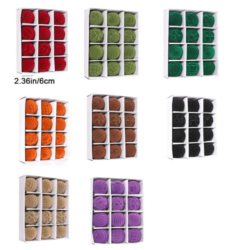 Kit com 12 Bolas de Natal Veludo 6cm