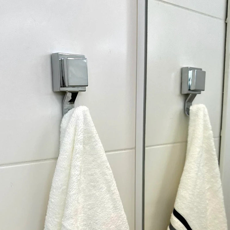 Gancho de Parede com Ventosa Cromado Suporta até 3KG