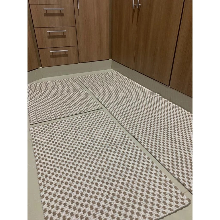 Kit 3 Tapetes Decorativos de Algodão com Toque Macio