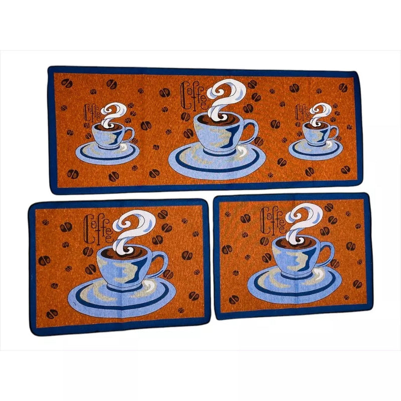 Kit 3 Tapetes Estampados para Cozinha Antiderrapante