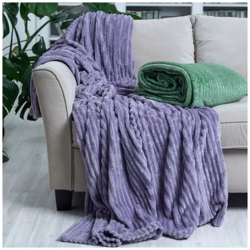 Kit com 2 Mantas Caneladas Aveludadas para Inverno