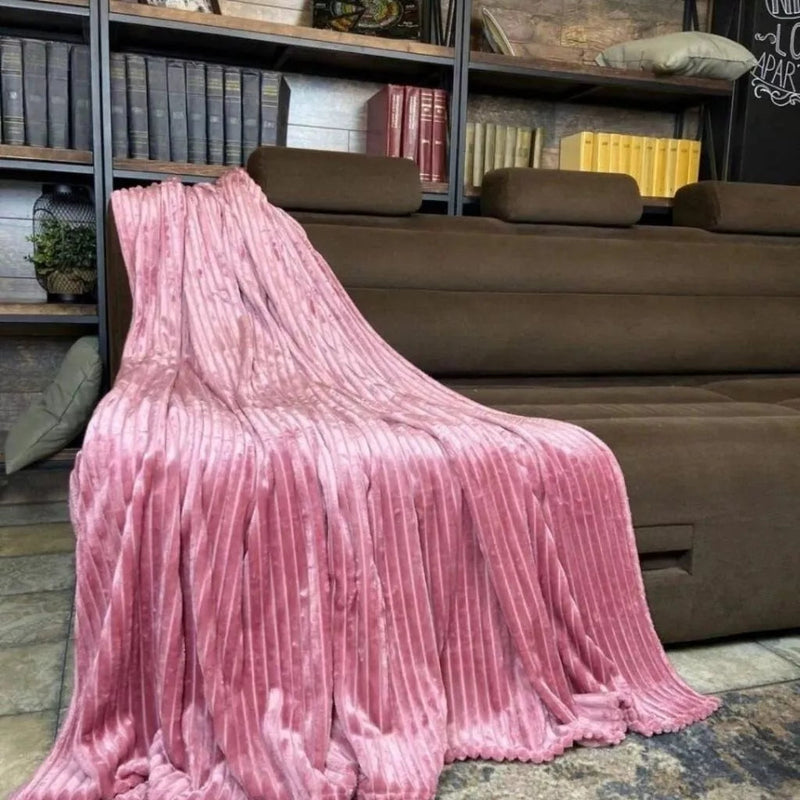 Manta Aveludada Canelada para Cama de Casal