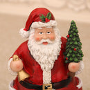 Caixa de Música Natalina | Estatueta Iluminada com Papai Noel e Boneco de Neve