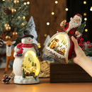 Caixa de Música Natalina | Estatueta Iluminada com Papai Noel e Boneco de Neve