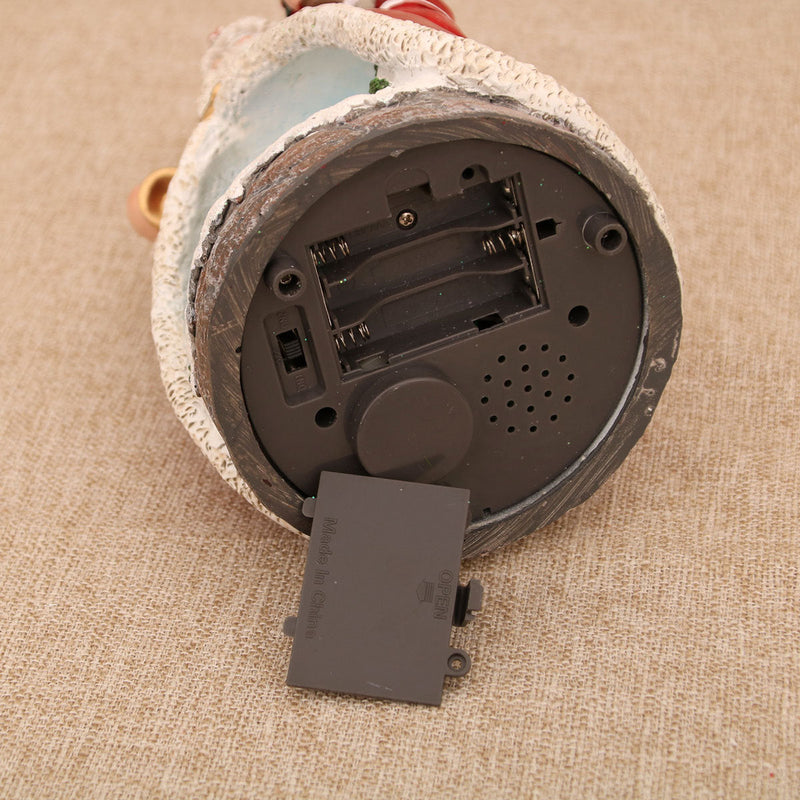 Caixa de Música Natalina | Estatueta Iluminada com Papai Noel e Boneco de Neve