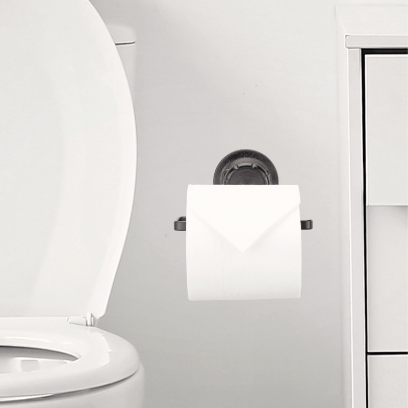 Porta Papel Higiênico Fixação Sucção Ventosa Preta