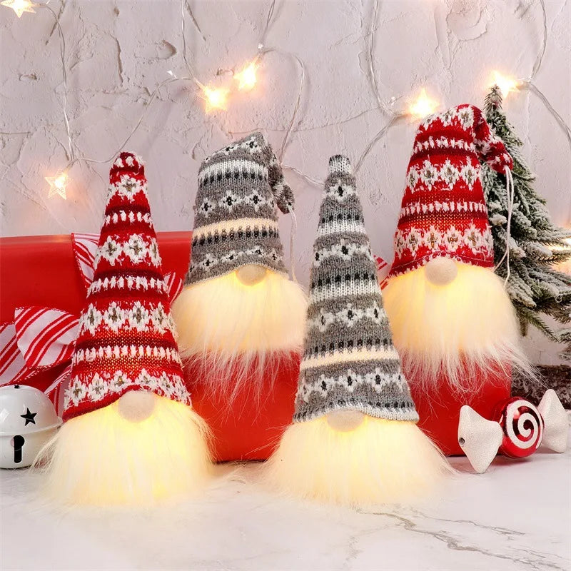 Gnomos de Natal com Luz LED - Decoração Mágica  6 em 1