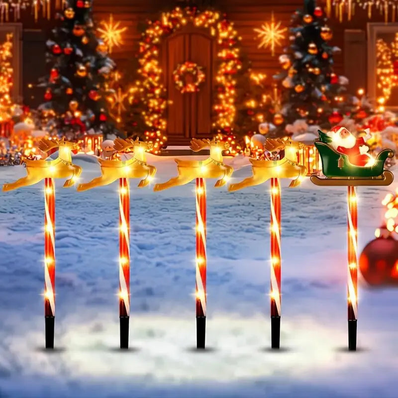 Luzes Solares Natalinas | Papai Noel & Alce | Decoração Exterior