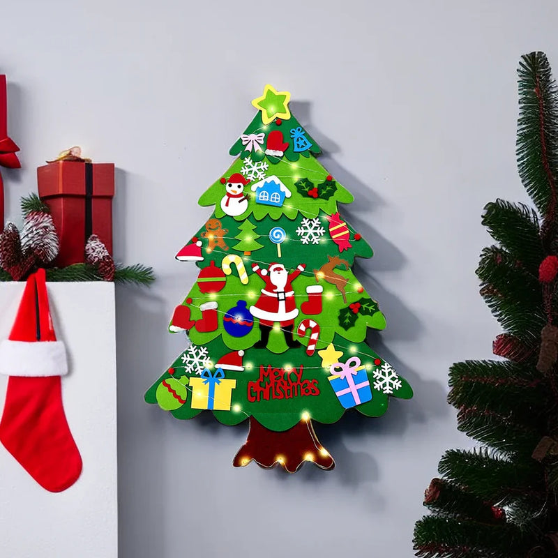 Árvore de Natal de Feltro com Luzes LED para Crianças