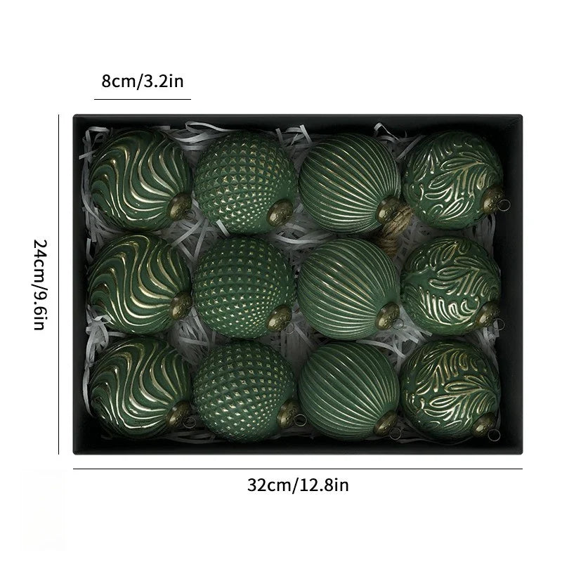 Conjunto Luxo de Bolas de Natal Decorativas - 12 Peças