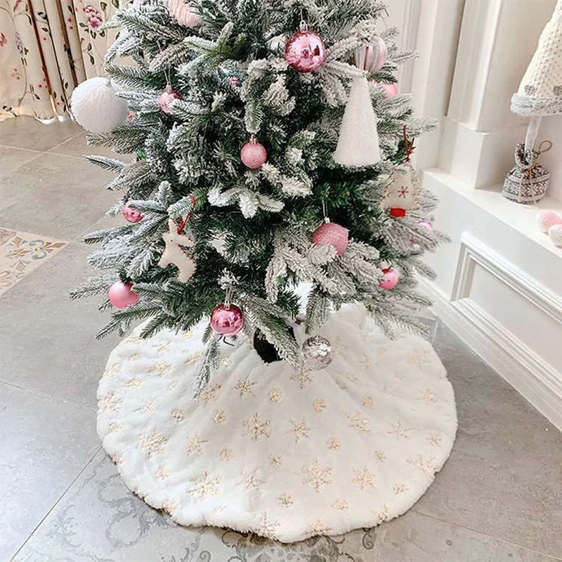 Saia de Árvore de Natal Luxuosa | Floco de Neve Elegante