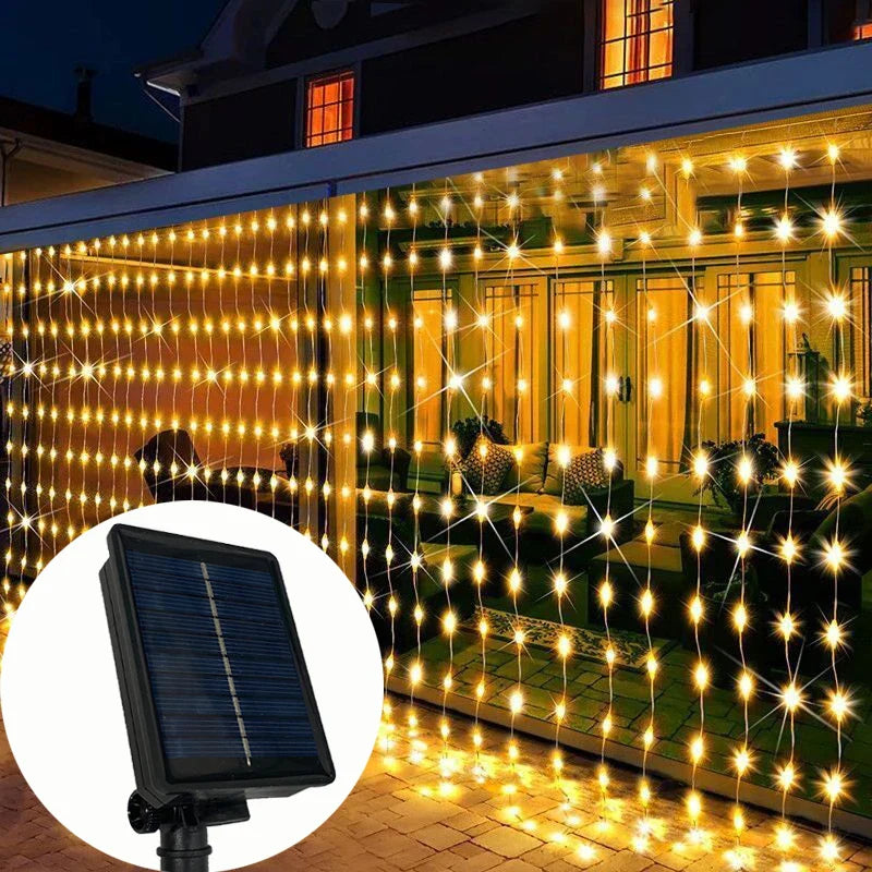 Cortina Solar LED à Prova d'Água para Decoração Exterior