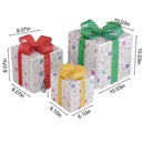 Caixa de Presente Iluminada Natalina | Conjunto de 3 Peças com Luzes LED