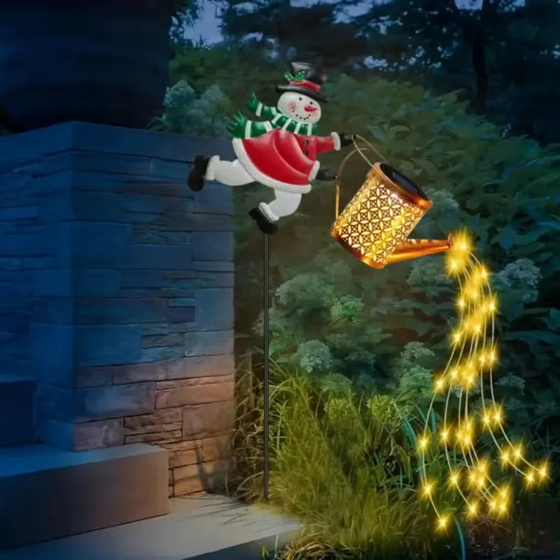 Luminária Solar Boneco de Neve | Luz Quente para Jardim