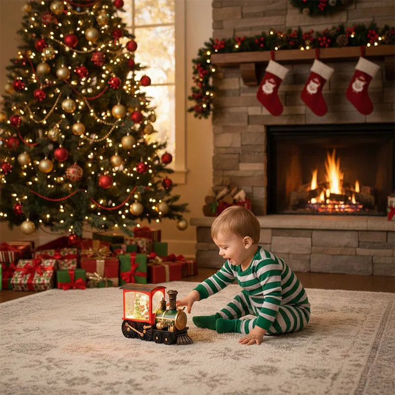 Trem de Natal Decorativo | Estilo Retrô com Brilho Festivo