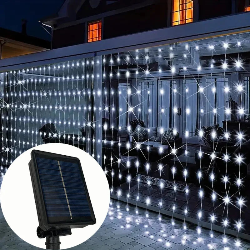 Cortina Solar LED à Prova d'Água para Decoração Exterior