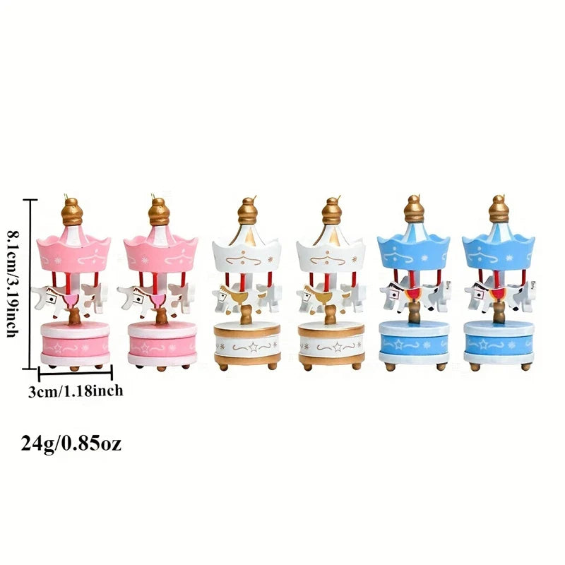 Ornamentos de Carrossel de Madeira | Decoração Natalina Elegante