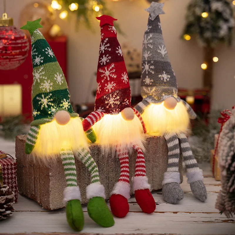 Gnomos de Natal com Luz LED - Decoração Mágica  6 em 1