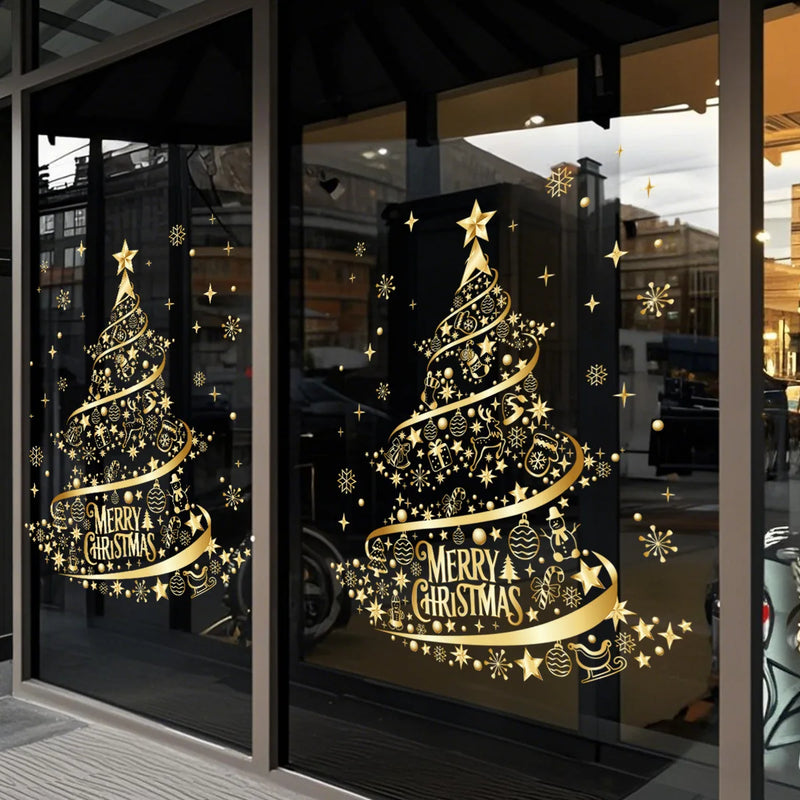 Adesivo Natalino Ouro | Decoração de Vidro Elegante