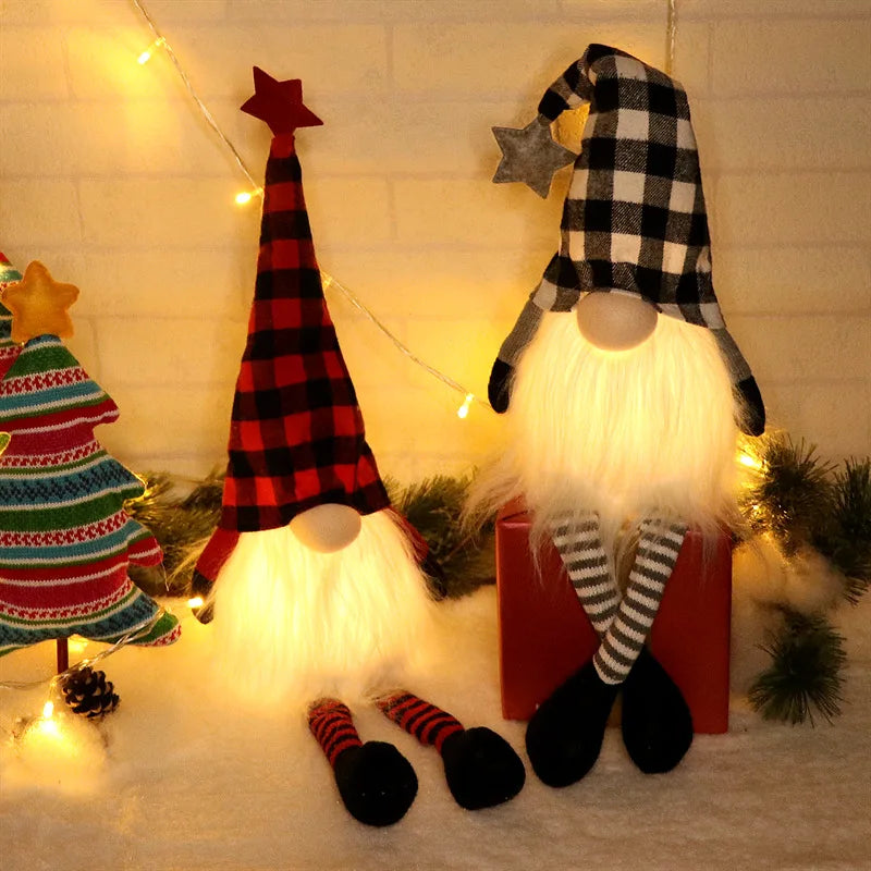 Gnomos de Natal com Luz LED - Decoração Mágica  6 em 1