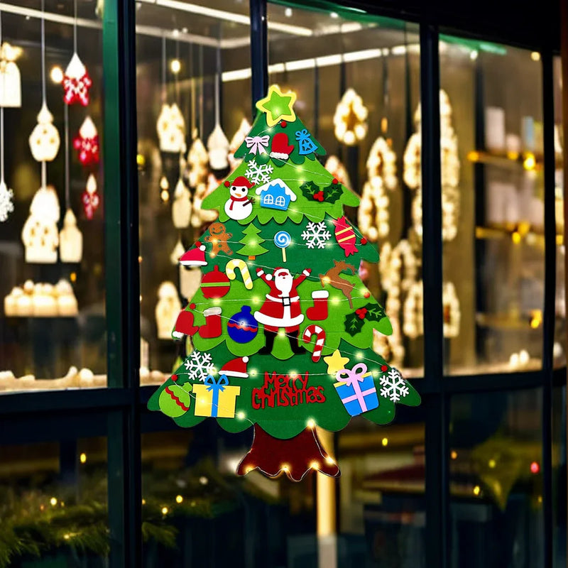 Árvore de Natal de Feltro com Luzes LED para Crianças