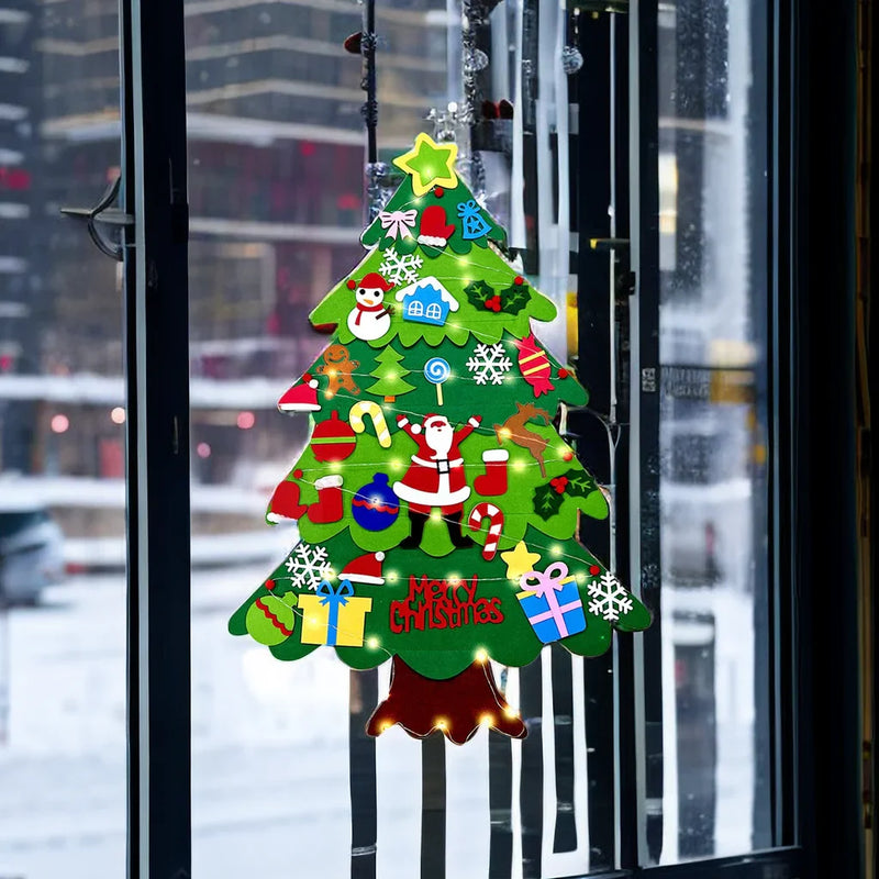 Árvore de Natal de Feltro com Luzes LED para Crianças