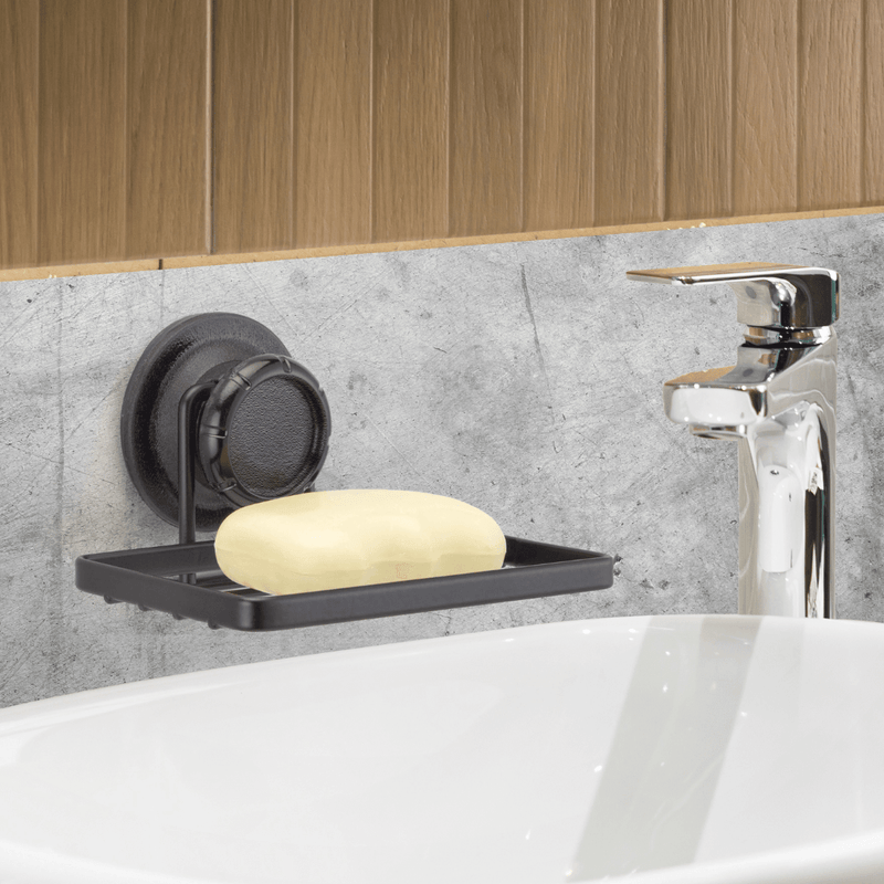 Saboneteira de Parede Fixação Sucção Ventosa Preta