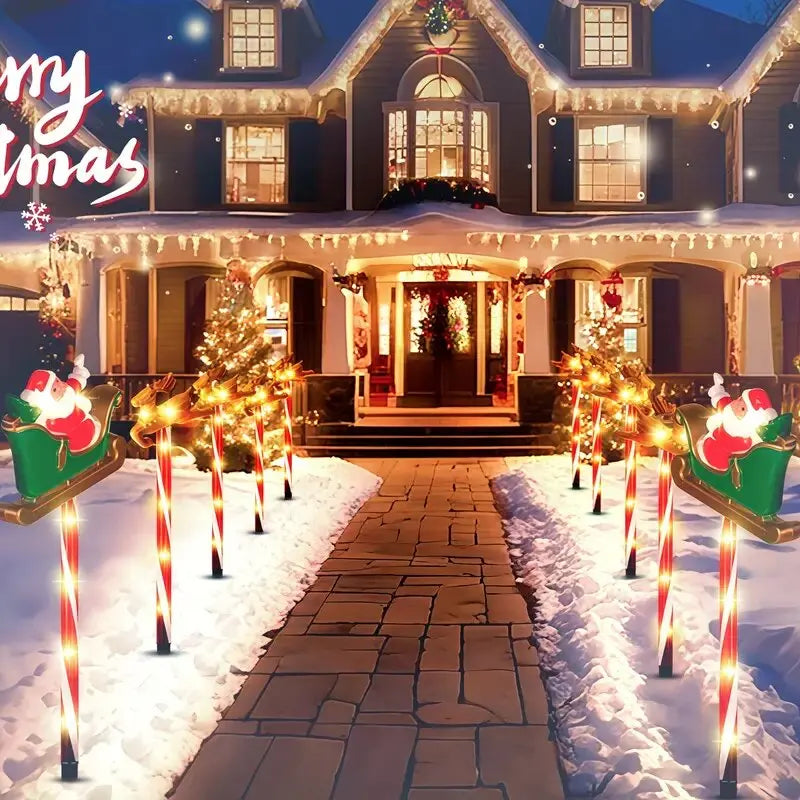 Luzes Solares Natalinas | Papai Noel & Alce | Decoração Exterior