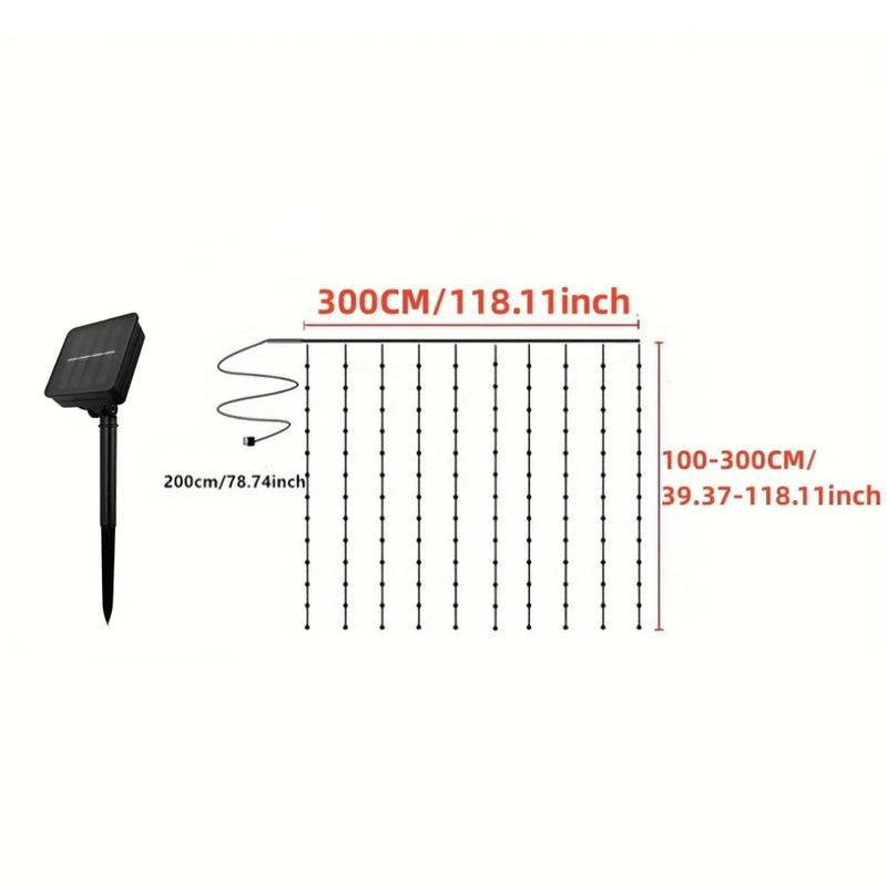 Cortina de Luz Solar à Prova d'Água para Decoração de Jardim