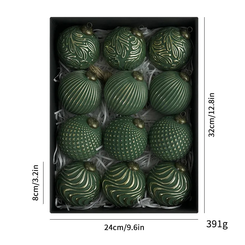 Conjunto Luxo de Bolas de Natal Decorativas - 12 Peças