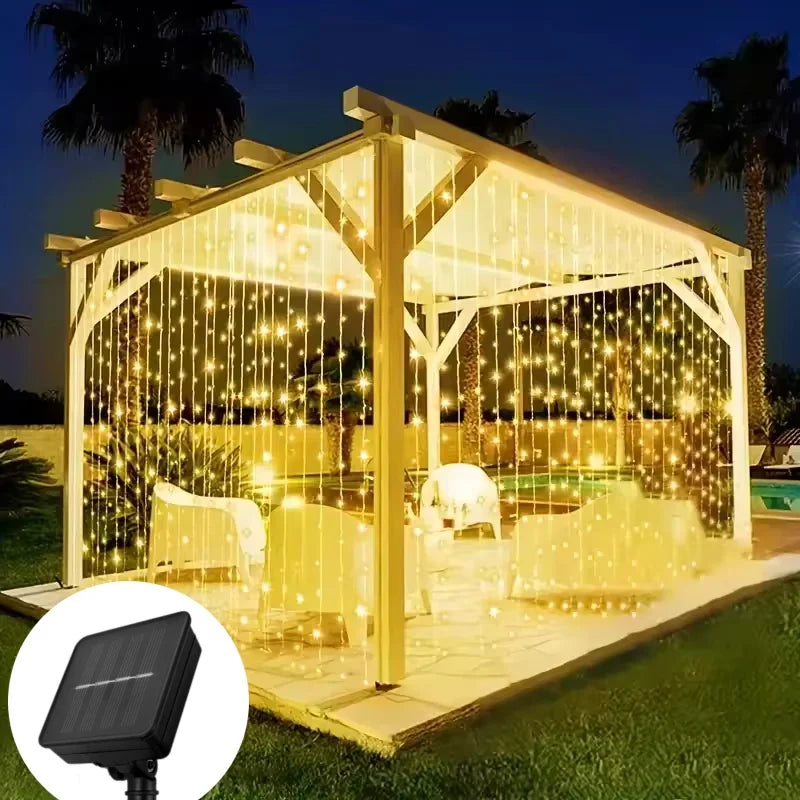 Cortina de Luz Solar à Prova d'Água para Decoração de Jardim