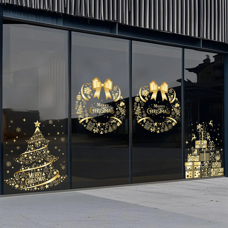 Adesivo Natalino Ouro | Decoração de Vidro Elegante