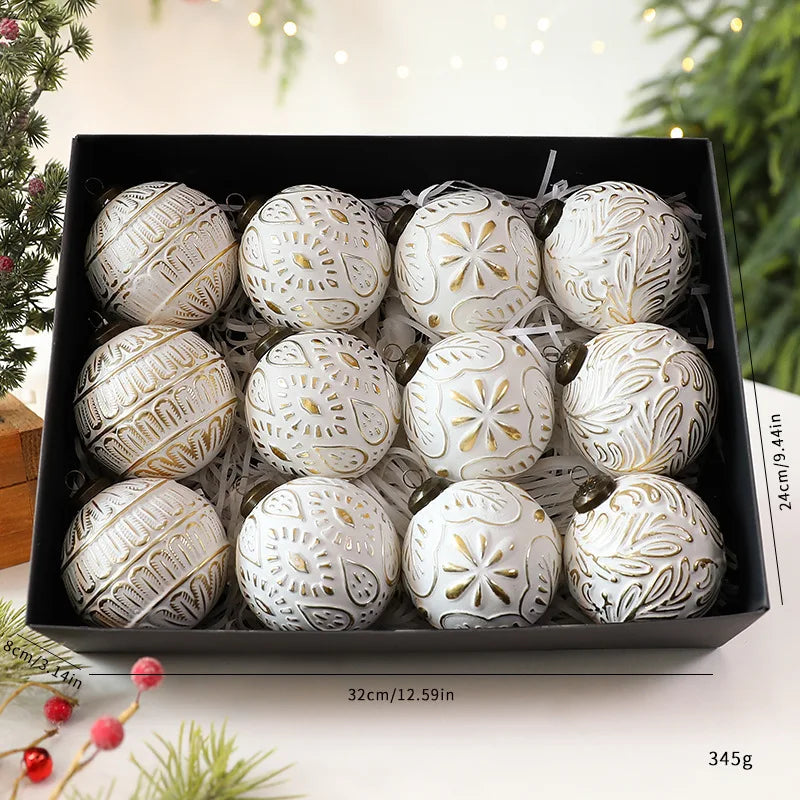 Conjunto Luxo de Bolas de Natal Decorativas - 12 Peças