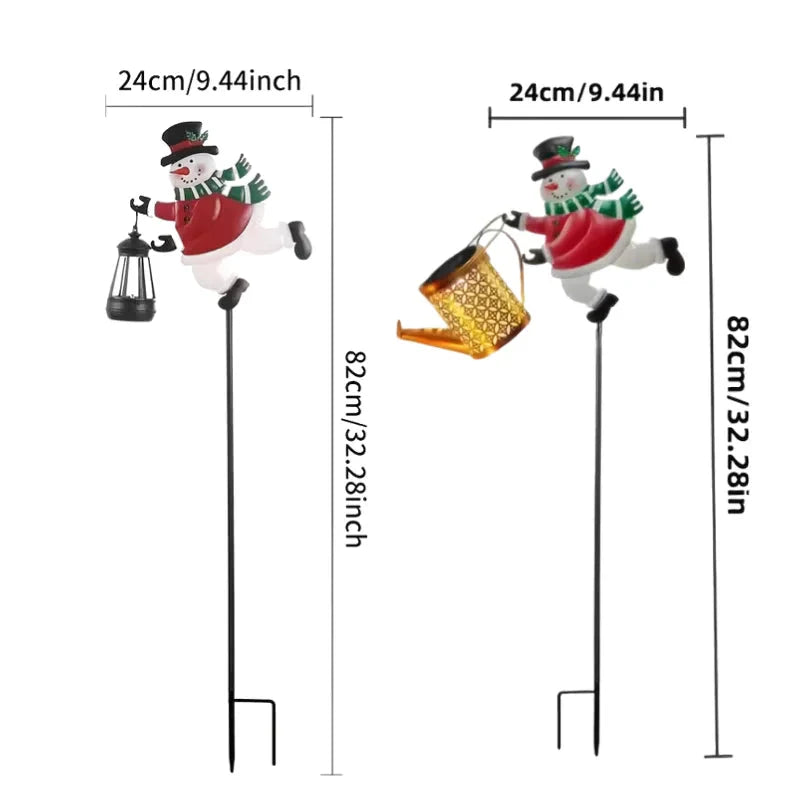 Luminária Solar Boneco de Neve | Luz Quente para Jardim