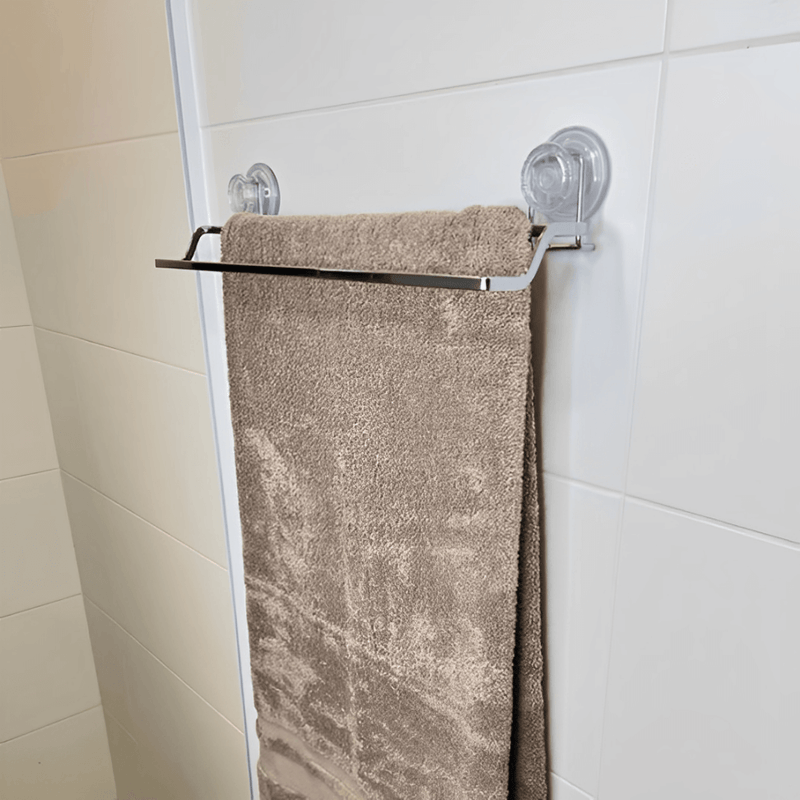 Toalheiro Duplo Fixação Sucção Ventosa Cromado