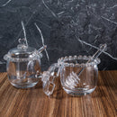 Açucareiro de Cristal Chumbo com Colher e Detalhes em Formato de Coração