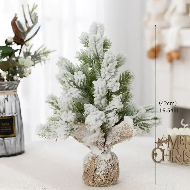 Árvore de Natal Artificial com Neve e Luzes Quentes de Mesa