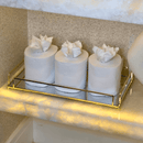 Bandeja Decorativa de Metal com Espelho Dourado 32cm