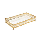 Bandeja Dourada em Metal com Espelho