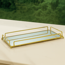 Bandeja Decorativa de Metal com Espelho Dourado 32cm