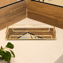 Bandeja Decorativa de Metal com Espelho Dourado 32cm