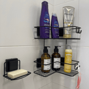 Cantoneira Porta Shampoo Dupla Fixação Ventosa Preto