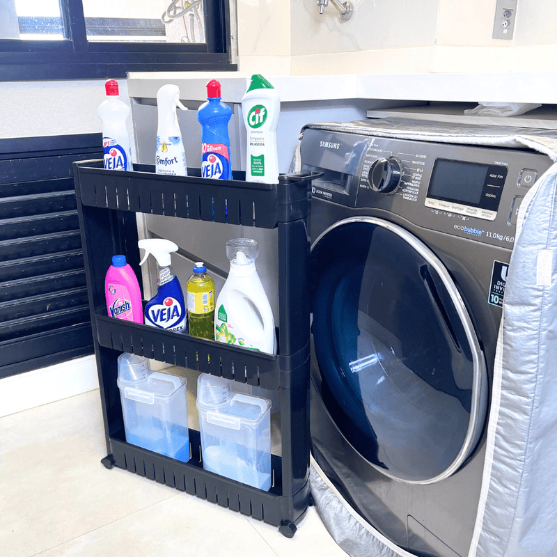 Carrinho Organizador Prateleira Multiuso Com Rodízios Preto