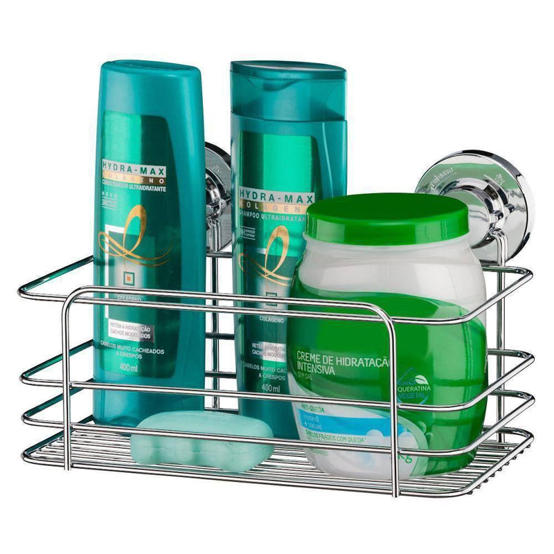 Cesto Multiuso com Ventosas Cromado