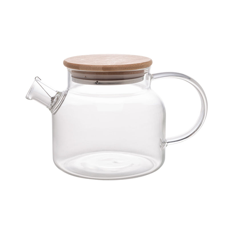 Chaleira de Vidro Borossilicato com Tampa em Bambu 600ml