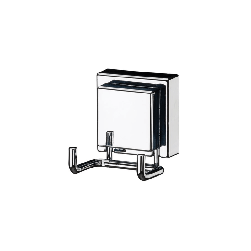 Gancho Duplo Multiuso Aço Inox Cromado Fixação por Ventosa
