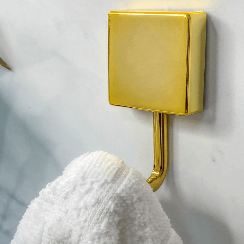Gancho Porta Toalha Fixação Parafuso Dourado