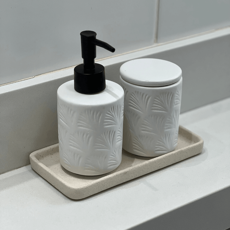 Jogo para Banheiro Leaf em Ceramica Branco 2 Peças