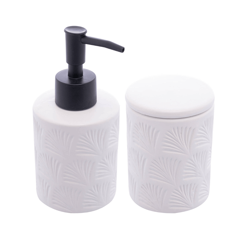 Jogo para Banheiro Leaf em Ceramica Branco 2 Peças