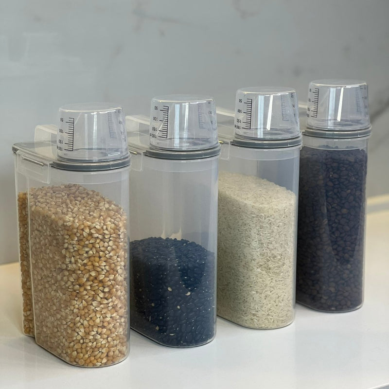 Kit 4 Potes Herméticos Porta Mantimento com Copo Medidor 2,5 Litros